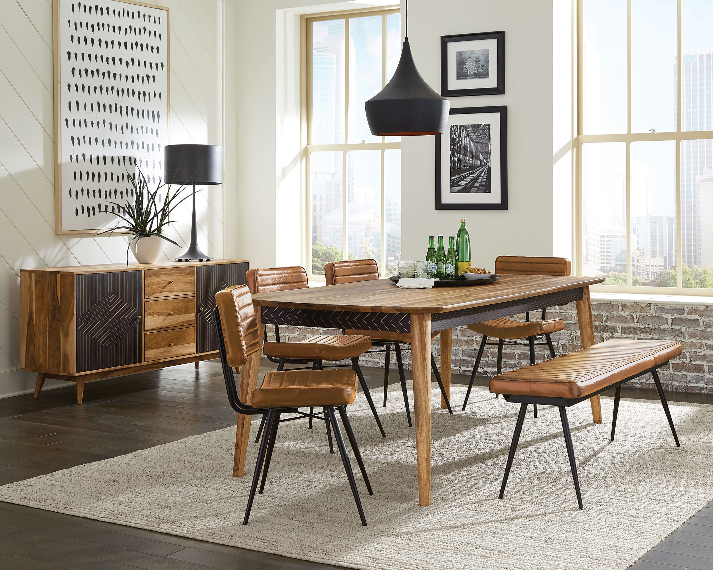 Orleans Furniture - Coaster - Partridge 6-piece Dining Set Natural Sheesham and Camel - 110571-S6C