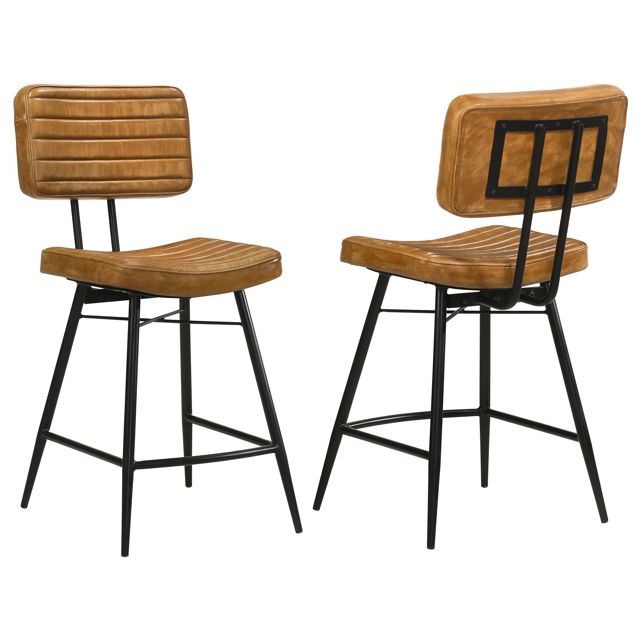 Orleans Furniture - Coaster - Partridge Leather Counter Chair Antique Camel (Set of 2) - 110649