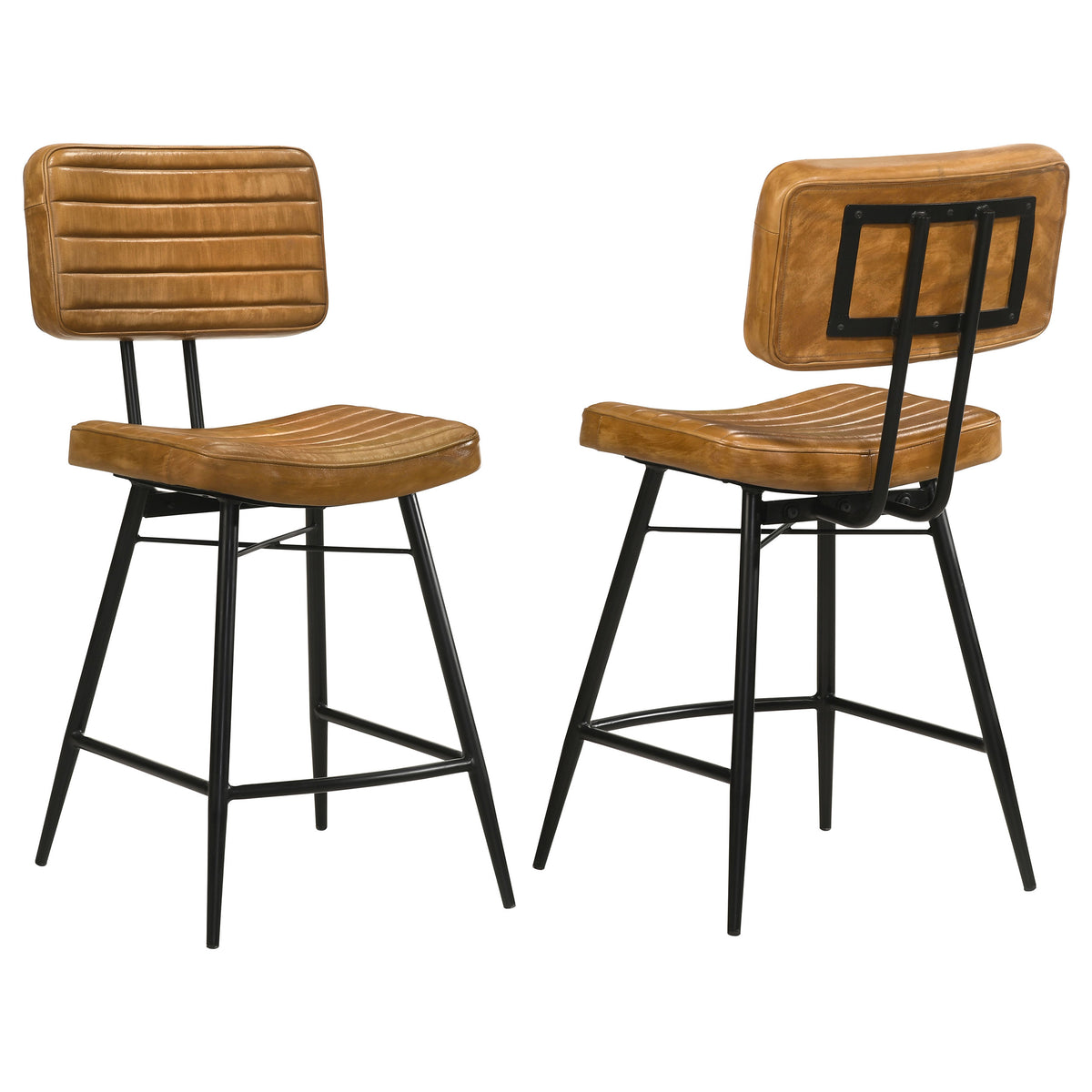 Orleans Furniture - Coaster - Partridge Leather Counter Chair Antique Camel (Set of 2) - 110649