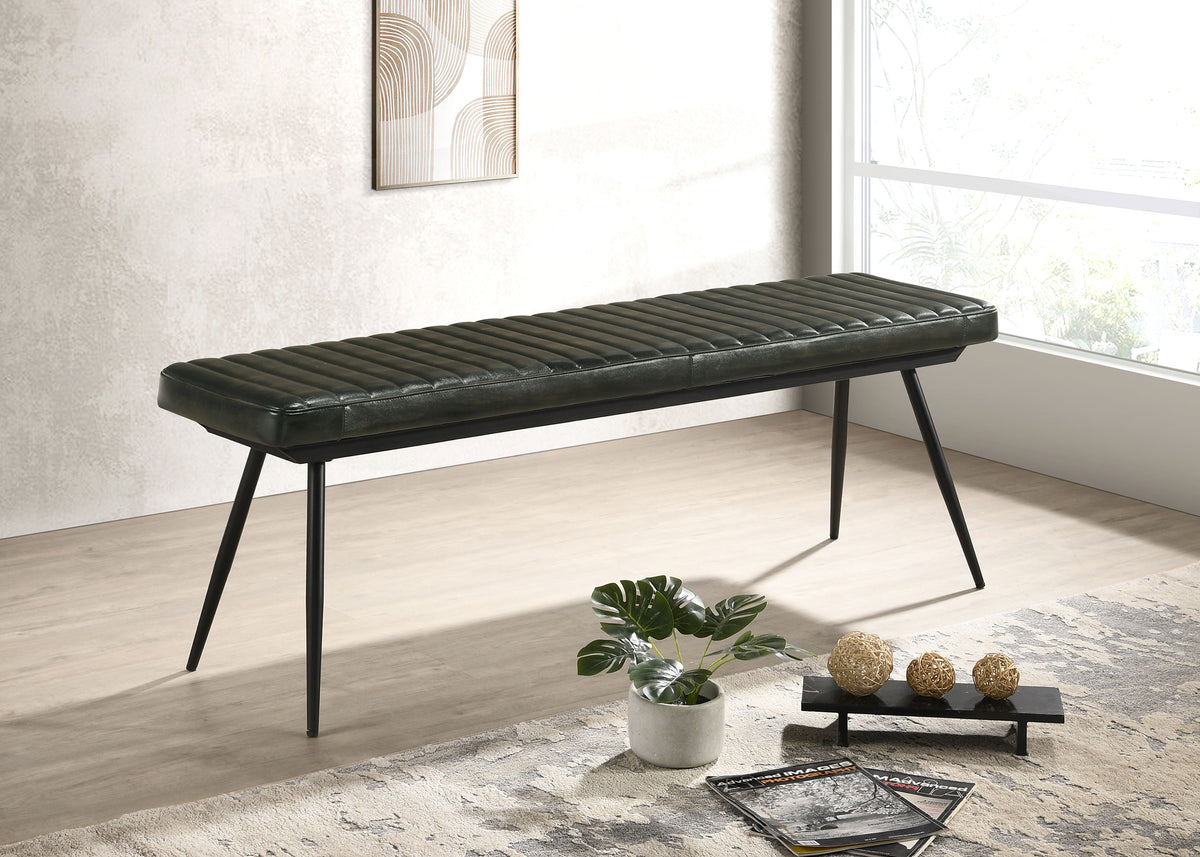 Orleans Furniture - Coaster - Misty Leather Upholstered Dining Bench Antique Espresso - 110653