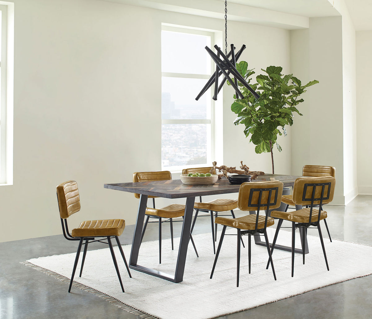 Orleans Furniture - Coaster - Misty 7-piece Rectangular Dining Set Sheesham and Camel - 110681-S7C