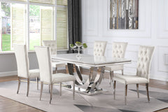 Orleans Furniture - Coaster - Kerwin 7-piece Rectangular Dining Table Set White and Chrome - 111101-S7W
