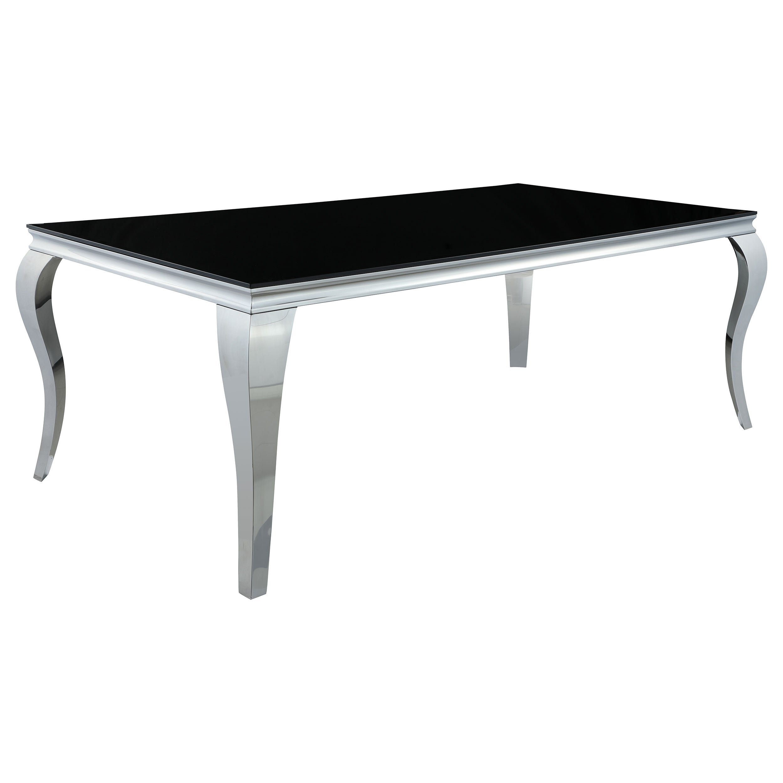 Carone 5-piece 81-inch Rectangular Black Glass Dining Set Blue
