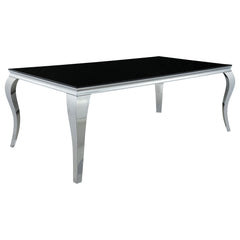 Carone 5-piece 81-inch Rectangular Black Glass Dining Set Teal