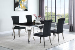 Orleans Furniture - Coaster - Carone 5-piece 81-inch Rectangular Black Glass Dining Set Black - 115071-S5