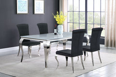 Orleans Furniture - Coaster - Carone 5-piece 81-inch Rectangular White Glass Dining Set Black - 115081-S5