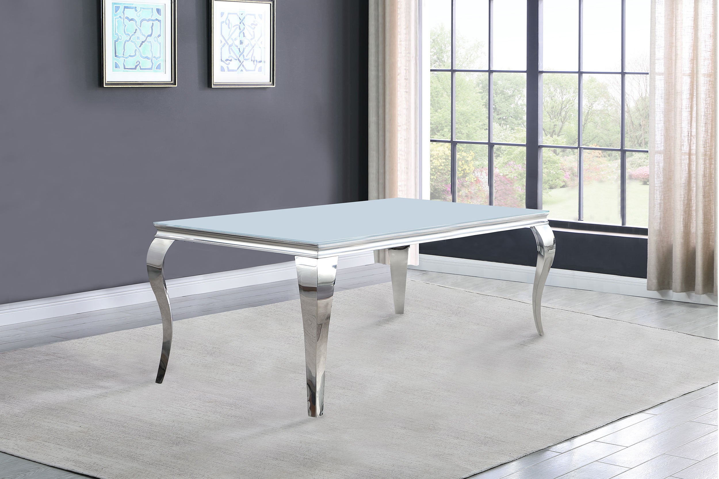Orleans Furniture - Coaster - Carone Rectangular 61-inch Glass Top Dining Table White - 115091