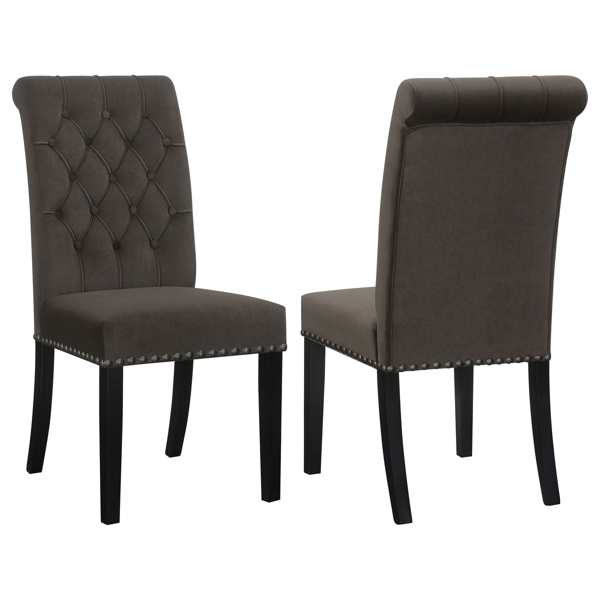 Orleans Furniture - Coaster - Alana Velvet Upholstered Dining Side Chair Brown (Set of 2) - 115172