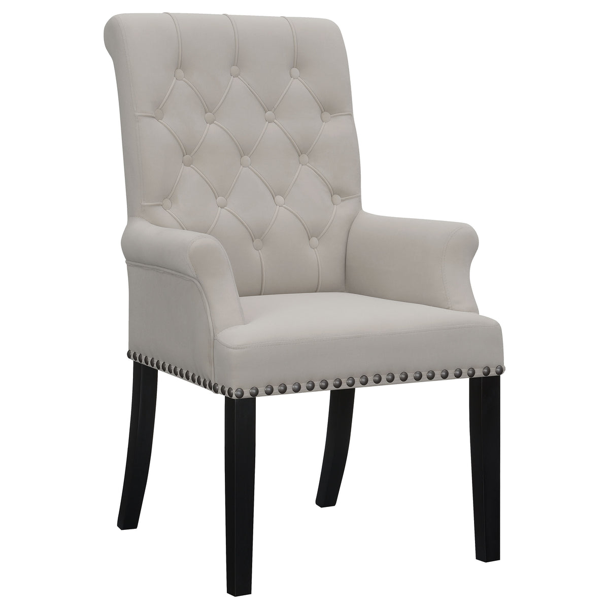 Orleans Furniture - Coaster - Alana Velvet Upholstered Dining Arm Chair Sand - 115183