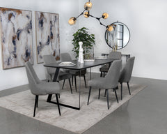 Orleans Furniture - Coaster - Smith 7-piece Rectangular Ceramic Top Dining Table Set Black - 115231-S7