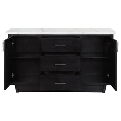 Sherry 3-drawer Marble Top Sideboard Buffet Rustic Espresso