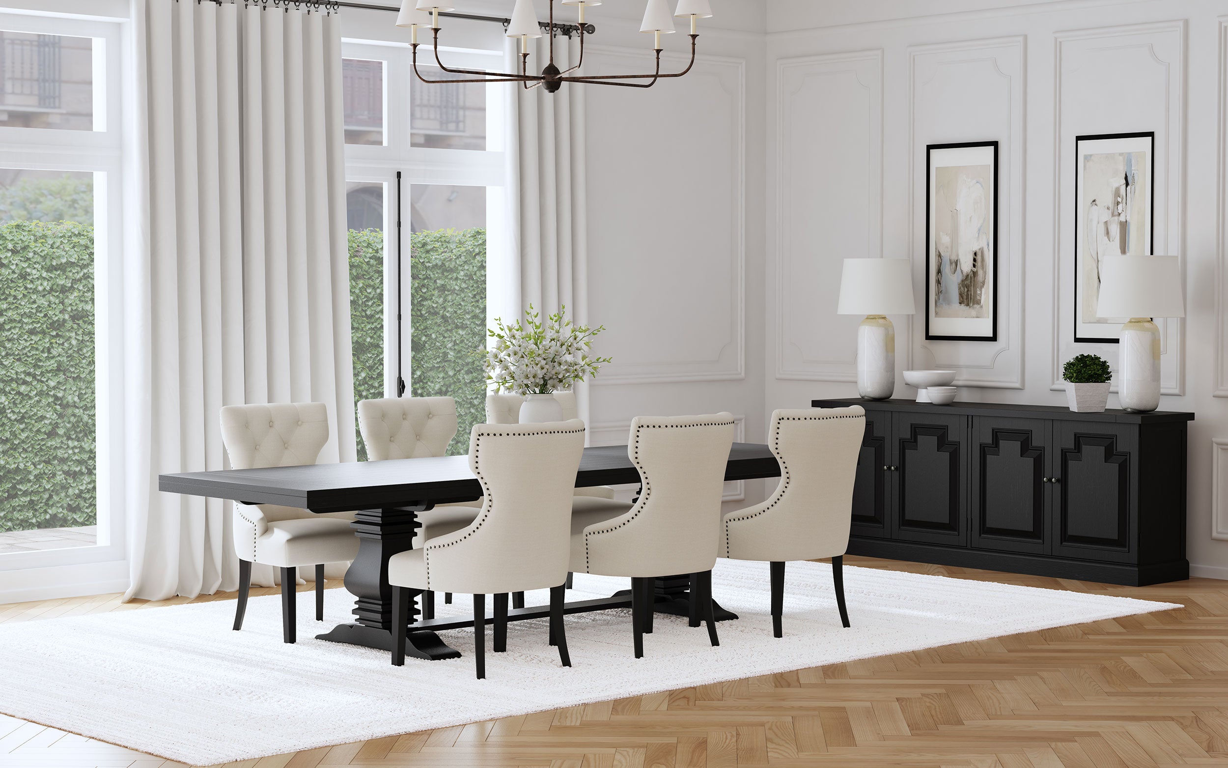 Orleans Furniture - Coaster - Florence 7-piece 126-inch Extension Dining Table Set Beige - 115531-S7B