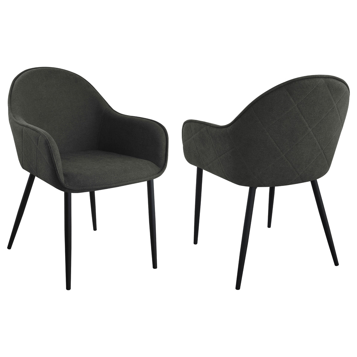 Orleans Furniture - Coaster - Emma Fabric Upholstered Dining Arm Chair Charcoal (Set of 2) - 115593