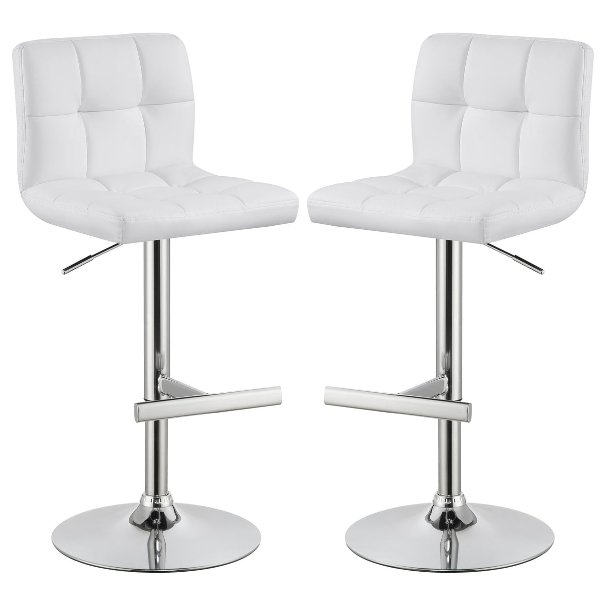 Orleans Furniture - Coaster - Lenny Upholstered Adjustable Bar Stool White (Set of 2) - 120356