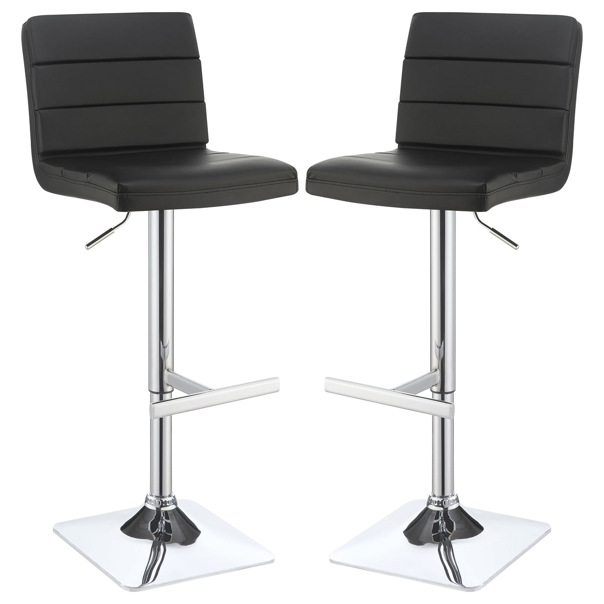 Orleans Furniture - Coaster - Bianca Upholstered Adjustable Bar Stool Black (Set of 2) - 120695