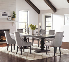 Orleans Furniture - Coaster - Phelps 7-piece Rectangular Dining Table Set Distressed Noir - 121231-S7G