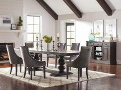 Orleans Furniture - Coaster - Phelps 8-piece Rectangular Dining Table Set Distressed Noir - 121231-S8G