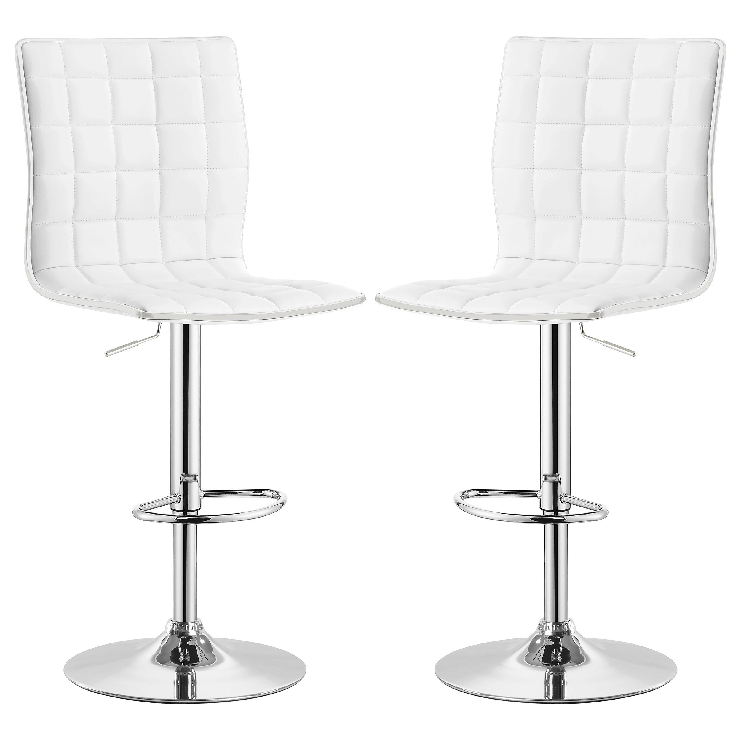 Orleans Furniture - Coaster - Ashbury Upholstered Adjustable Bar Stool White (Set of 2) - 122089