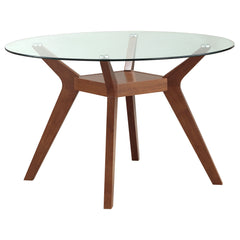 Orleans Furniture - Coaster - Paxton Round 48-inch Glass Top Wood Dining Table Nutmeg - 122180BG