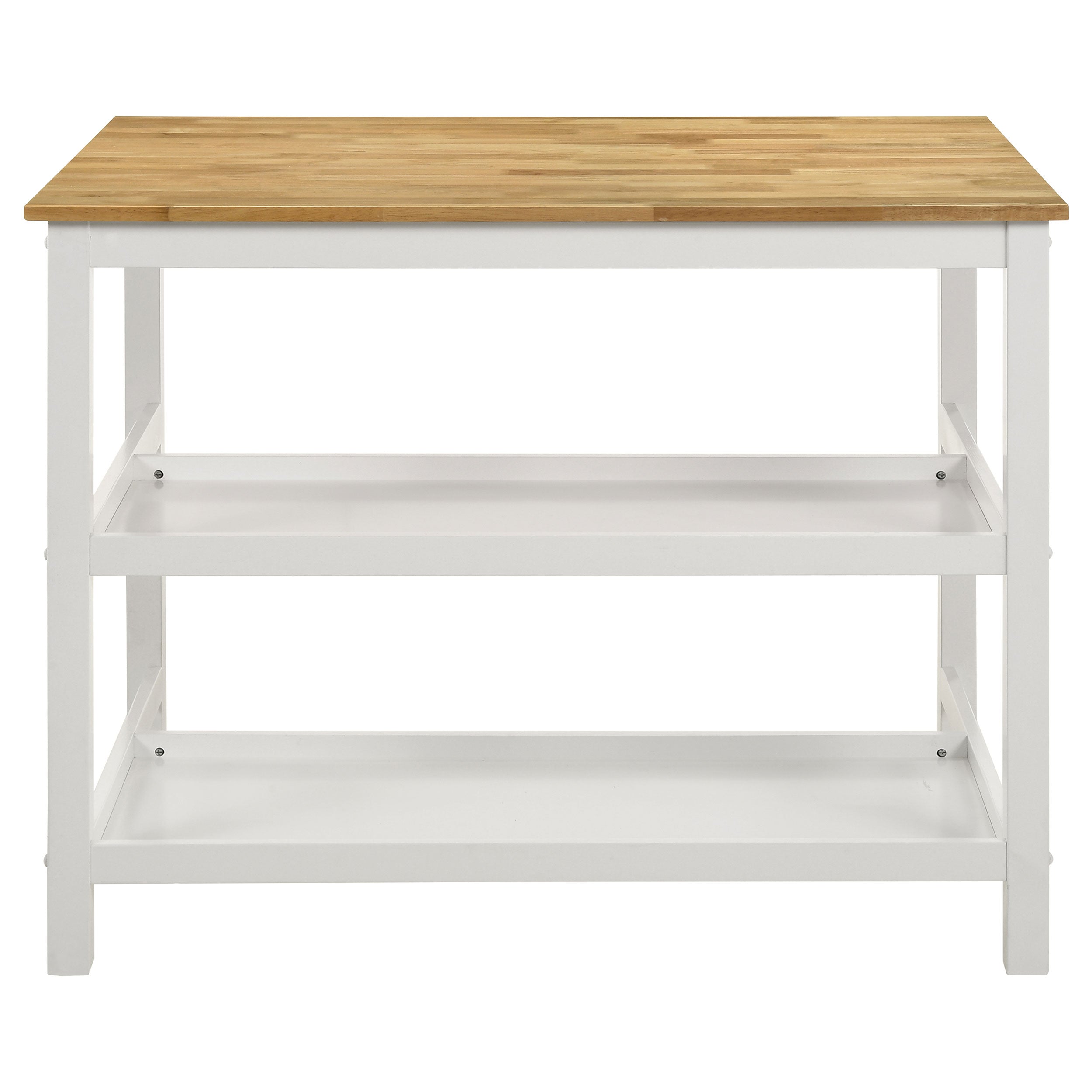 Edgeworth Kitchen Island Counter Table with Pot Rack White
