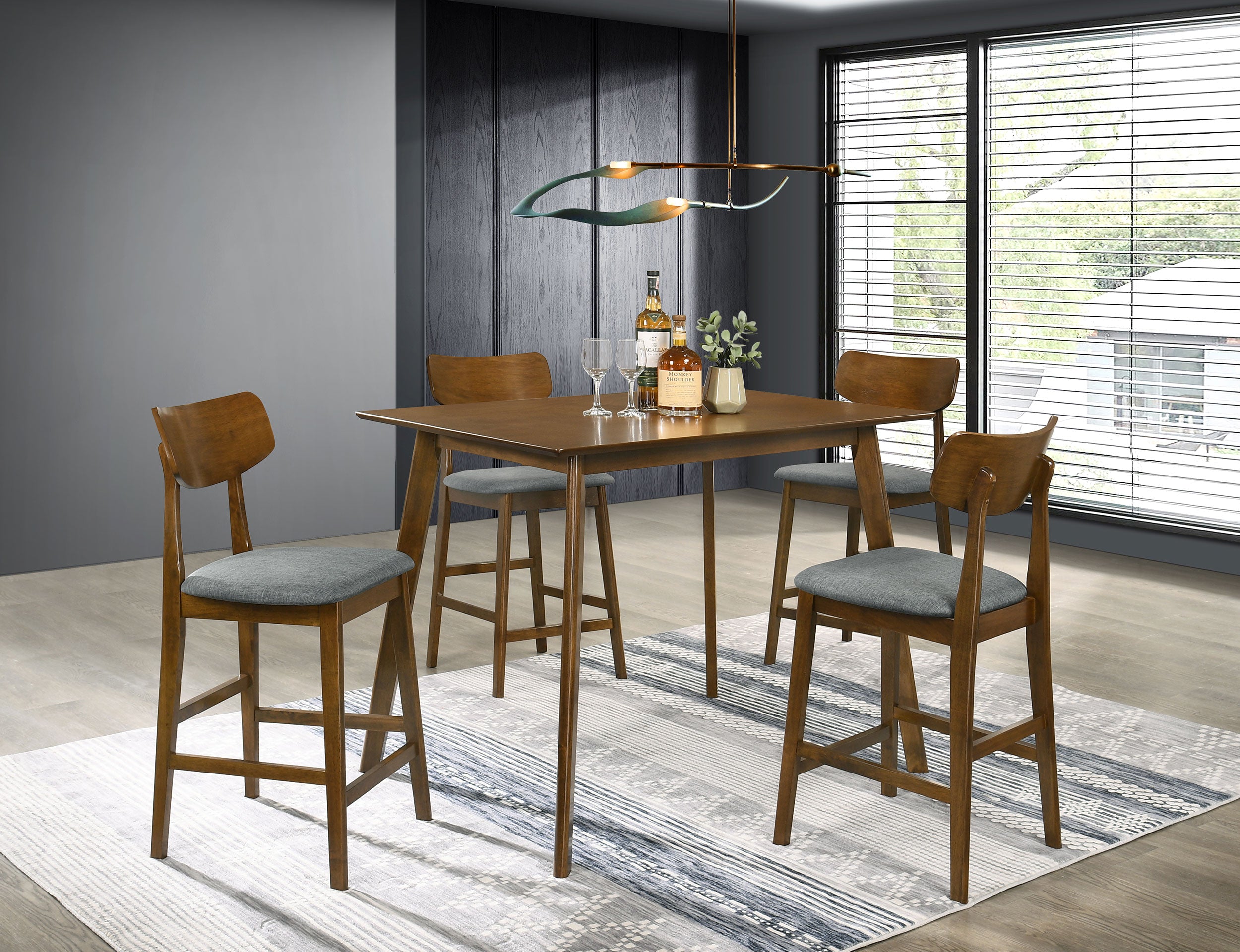 Orleans Furniture - Coaster - Robbie 5-piece 47-inch Counter Height Dining Set Walnut - 150628