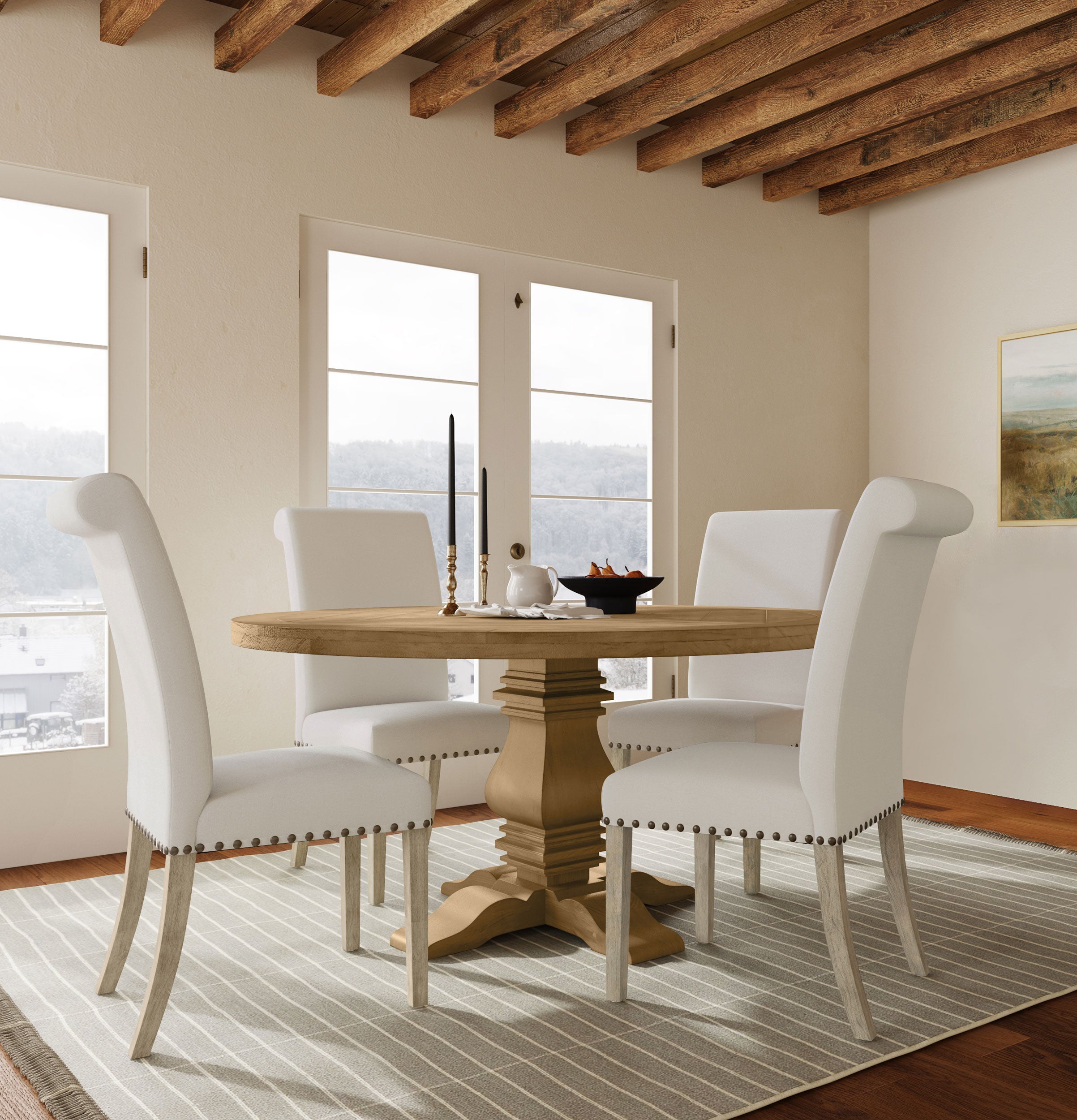Orleans Furniture - Coaster - Florence 5-piece Round Dining Table Set Rustic Honey - 180200-S5B