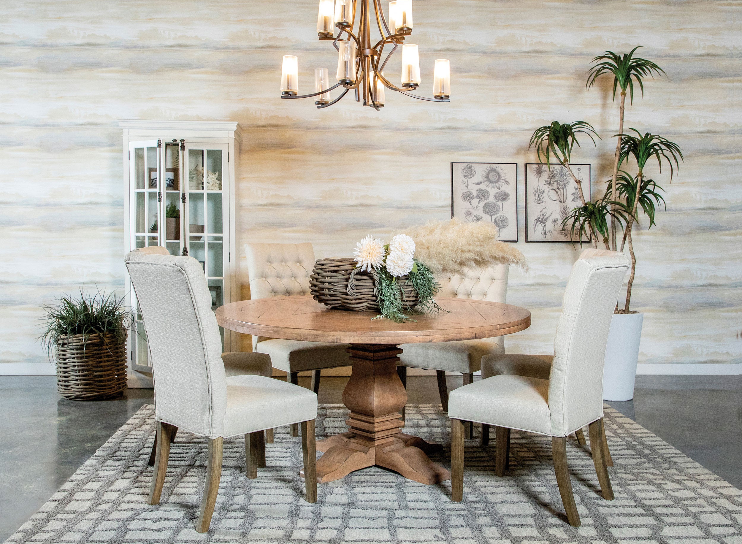 Orleans Furniture - Coaster - Florence 7-piece Round Dining Table Set Rustic Honey - 180200-S7A