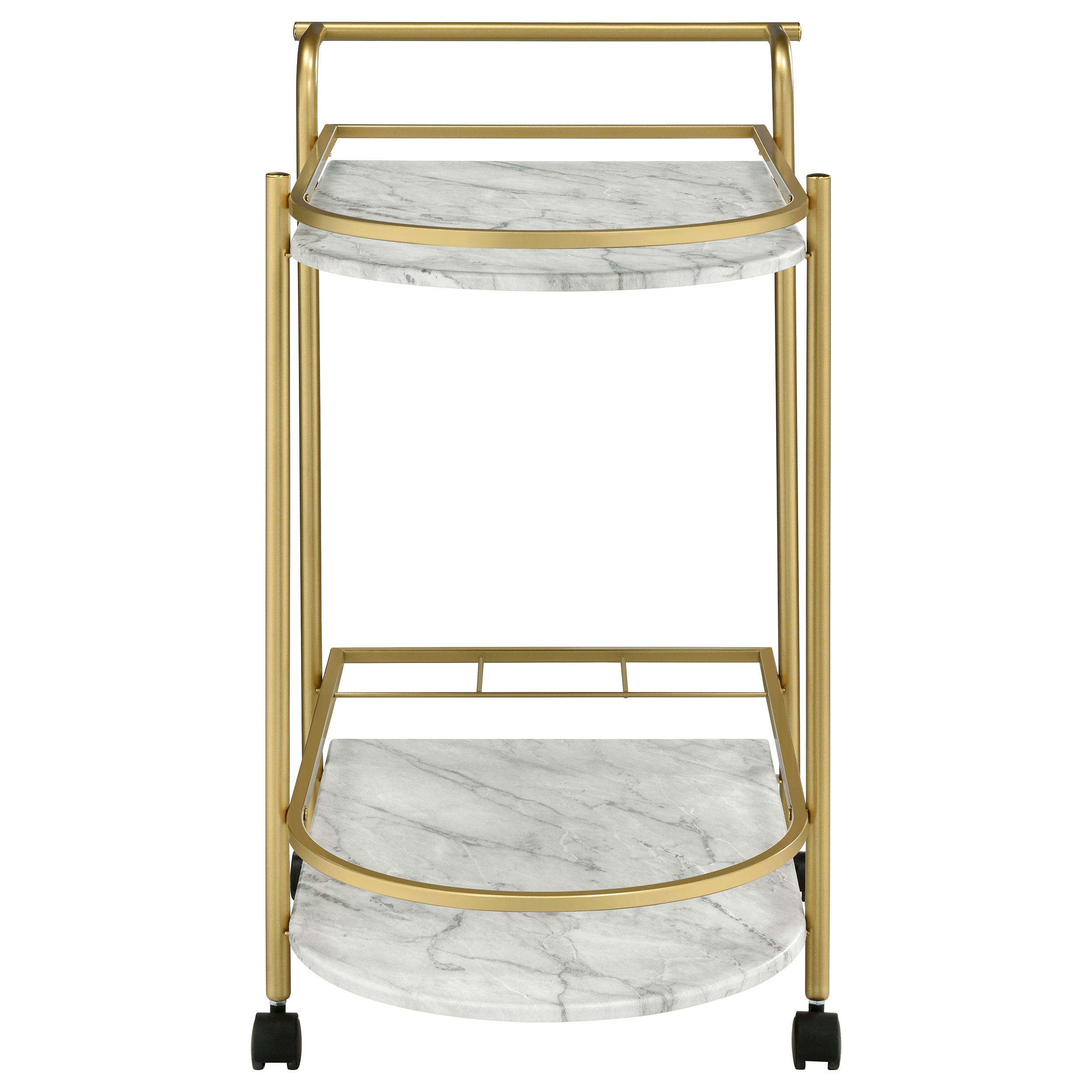 Desiree 2-tier Faux Marble Shelf Metal Bar Cart Gold