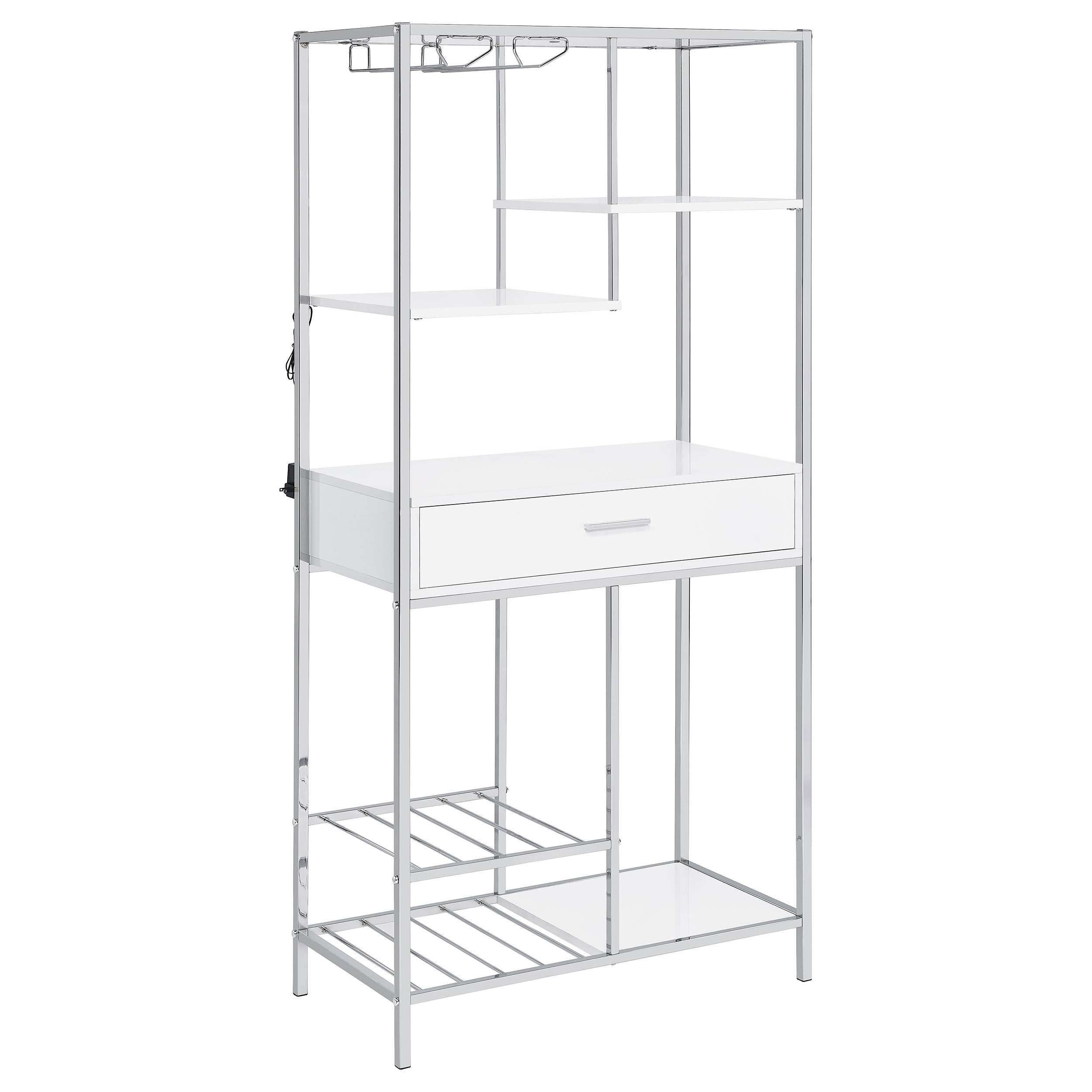 Orleans Furniture - Coaster - Figueroa 5-shelf LED Wine Storage Bar Cabinet White High Gloss - 182034