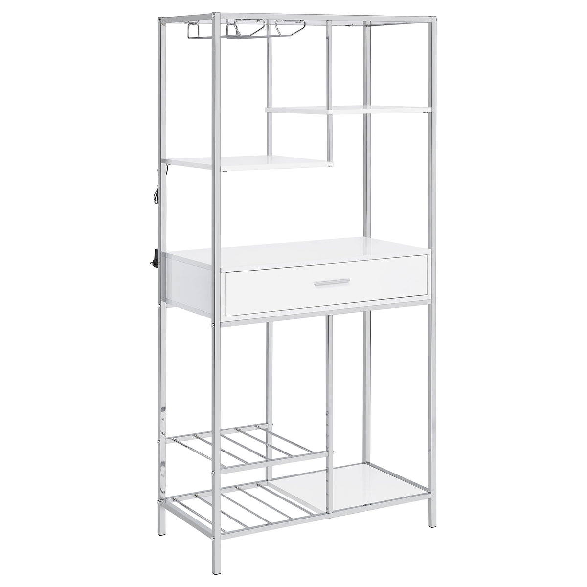 Orleans Furniture - Coaster - Figueroa 5-shelf LED Wine Storage Bar Cabinet White High Gloss - 182034