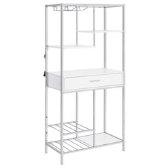 Orleans Furniture - Coaster - Figueroa 5-shelf LED Wine Storage Bar Cabinet White High Gloss - 182034