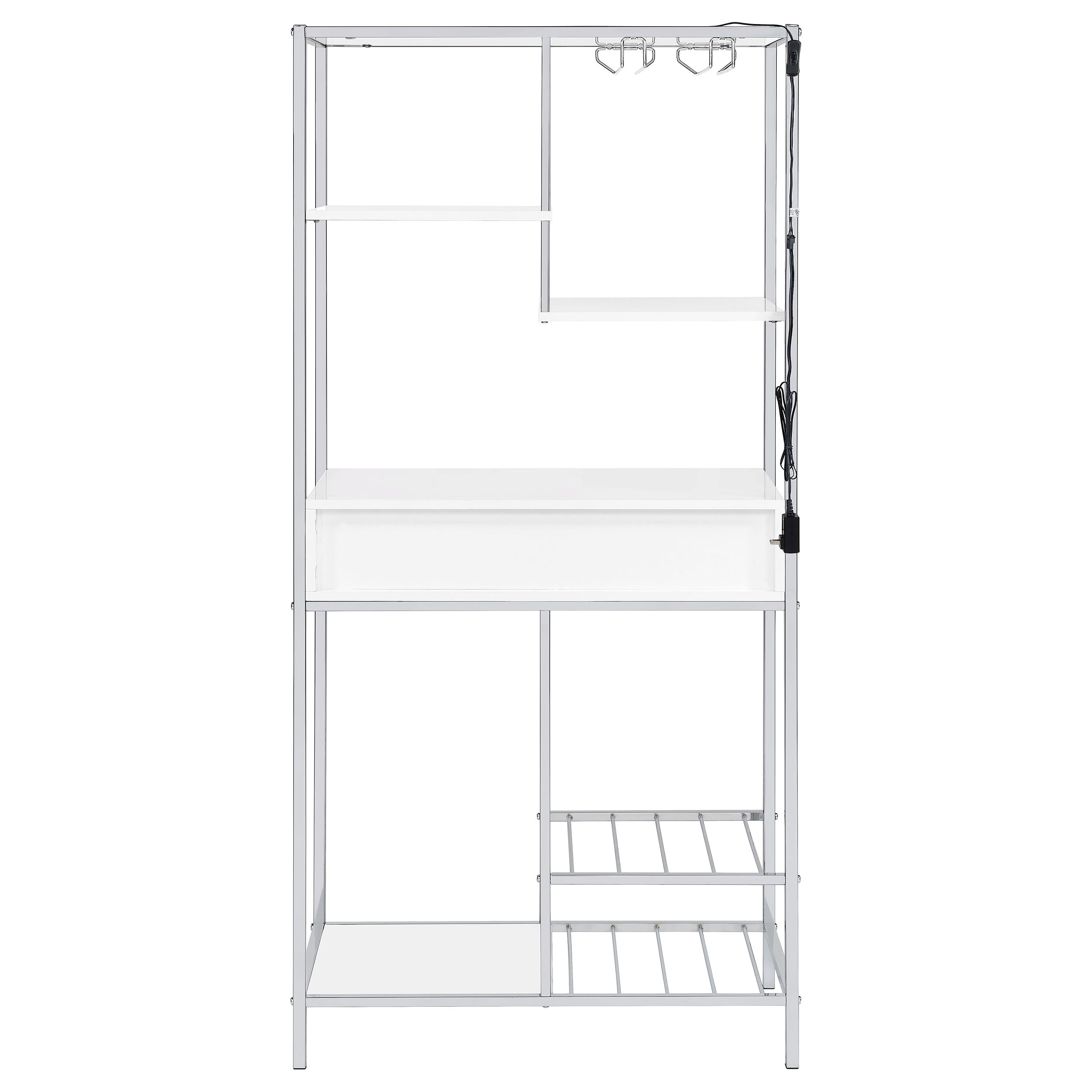 Figueroa 5-shelf LED Wine Storage Bar Cabinet White High Gloss