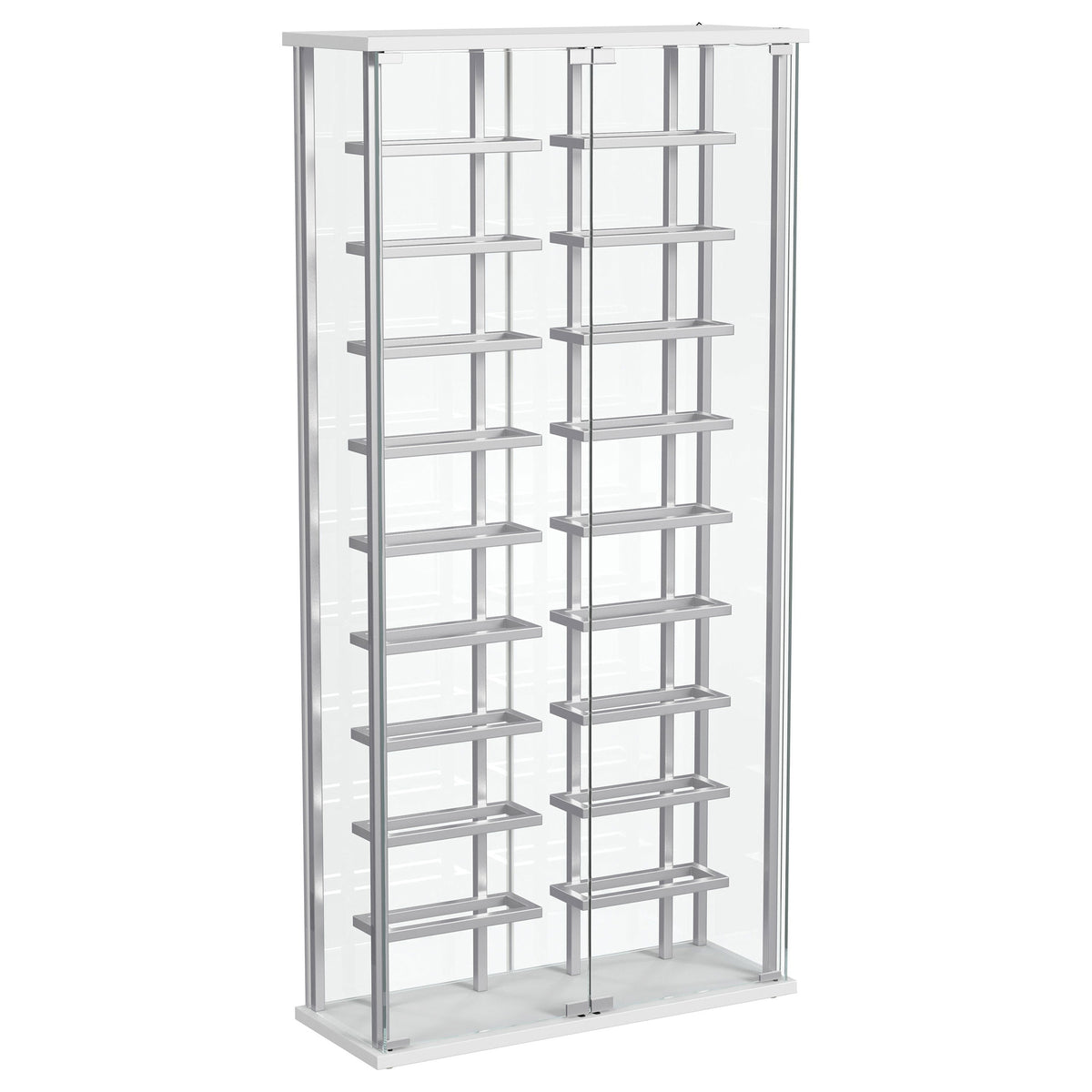 Orleans Furniture - Coaster - Montara Tempered Glass Wine Storage LED Curio Cabinet Chrome - 182037