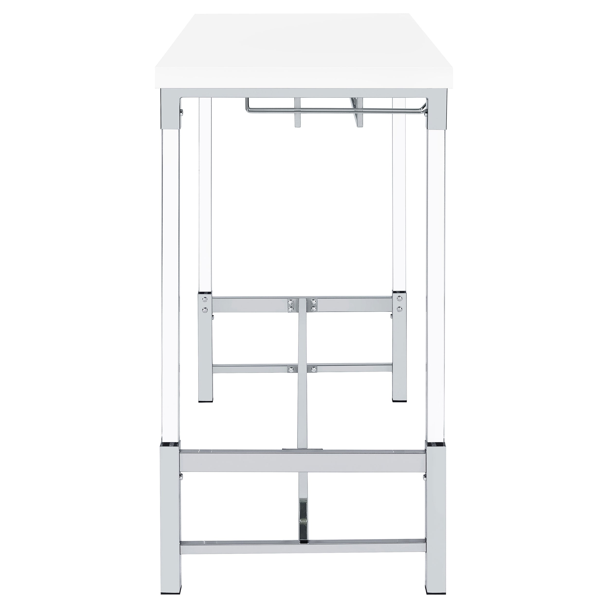 Norcrest 47-inch Acrylic Leg Bar Table White High Gloss