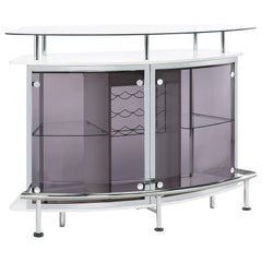 Orleans Furniture - Coaster - Gideon Curved Glass Top Home Bar Cabinet White High Gloss - 182235