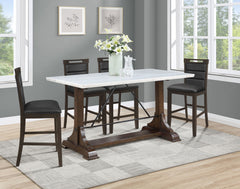 Orleans Furniture - Coaster - Aldrich 5-piece Marble Counter Height Dining Table Set White - 182438-S5