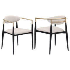 Orleans Furniture - Coaster - Alexis Fabric Upholstered Dining Arm Chair Beige (Set of 2) - 182692