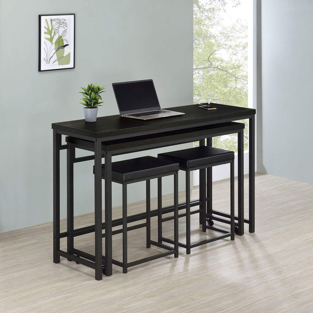 Orleans Furniture - Coaster - Hawes 4-piece Multipurpose Counter Height Table Set Black - 182724