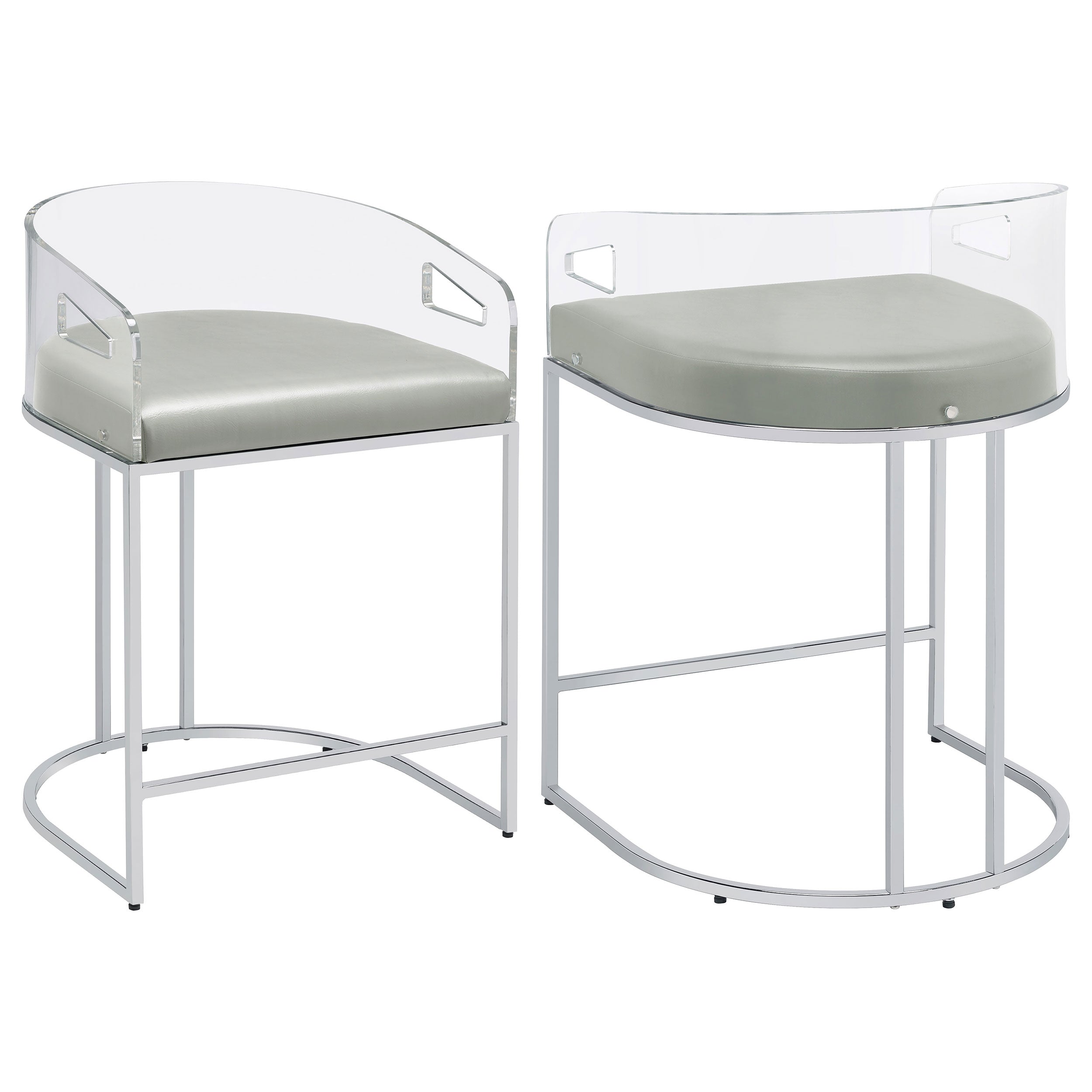 Orleans Furniture - Coaster - Thermosolis Clear Acrylic Counter Chair Chrome (Set of 2) - 183405