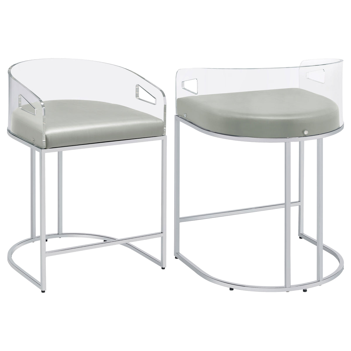 Orleans Furniture - Coaster - Thermosolis Clear Acrylic Counter Chair Chrome (Set of 2) - 183405