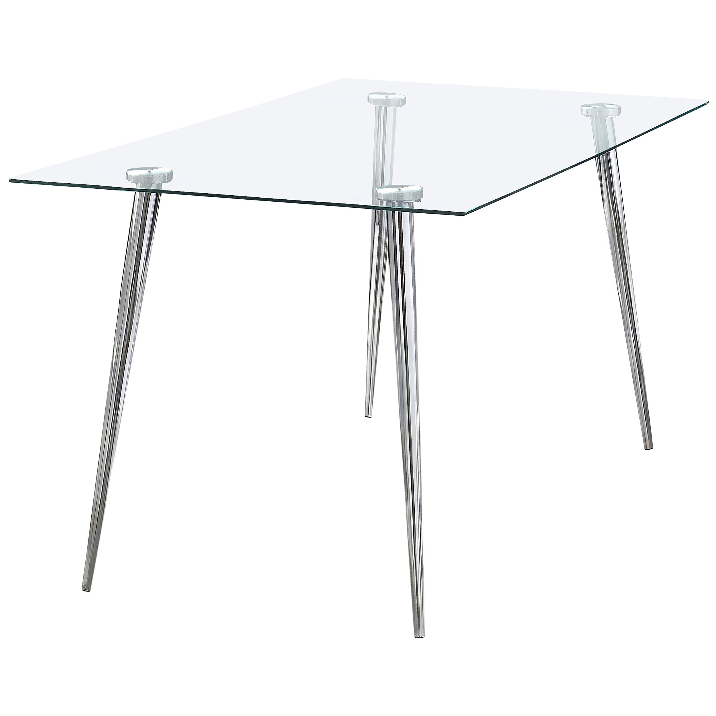 Orleans Furniture - Coaster - Gilman Rectangular 64-inch Glass Top Dining Table Chrome - 190621CHR