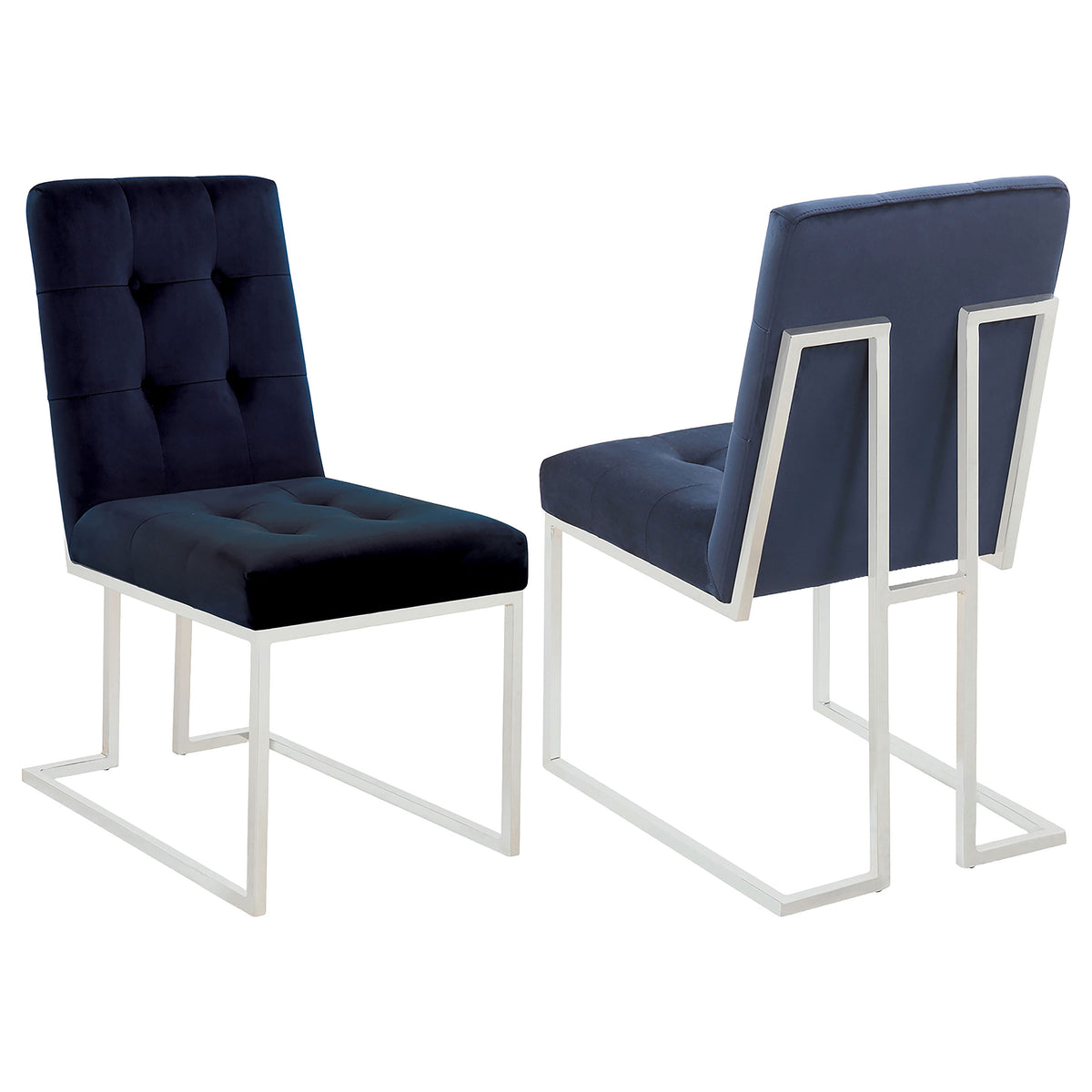 Orleans Furniture - Coaster - Cisco Velvet Upholstered Dining Side Chair Chrome (Set of 2) - 192494