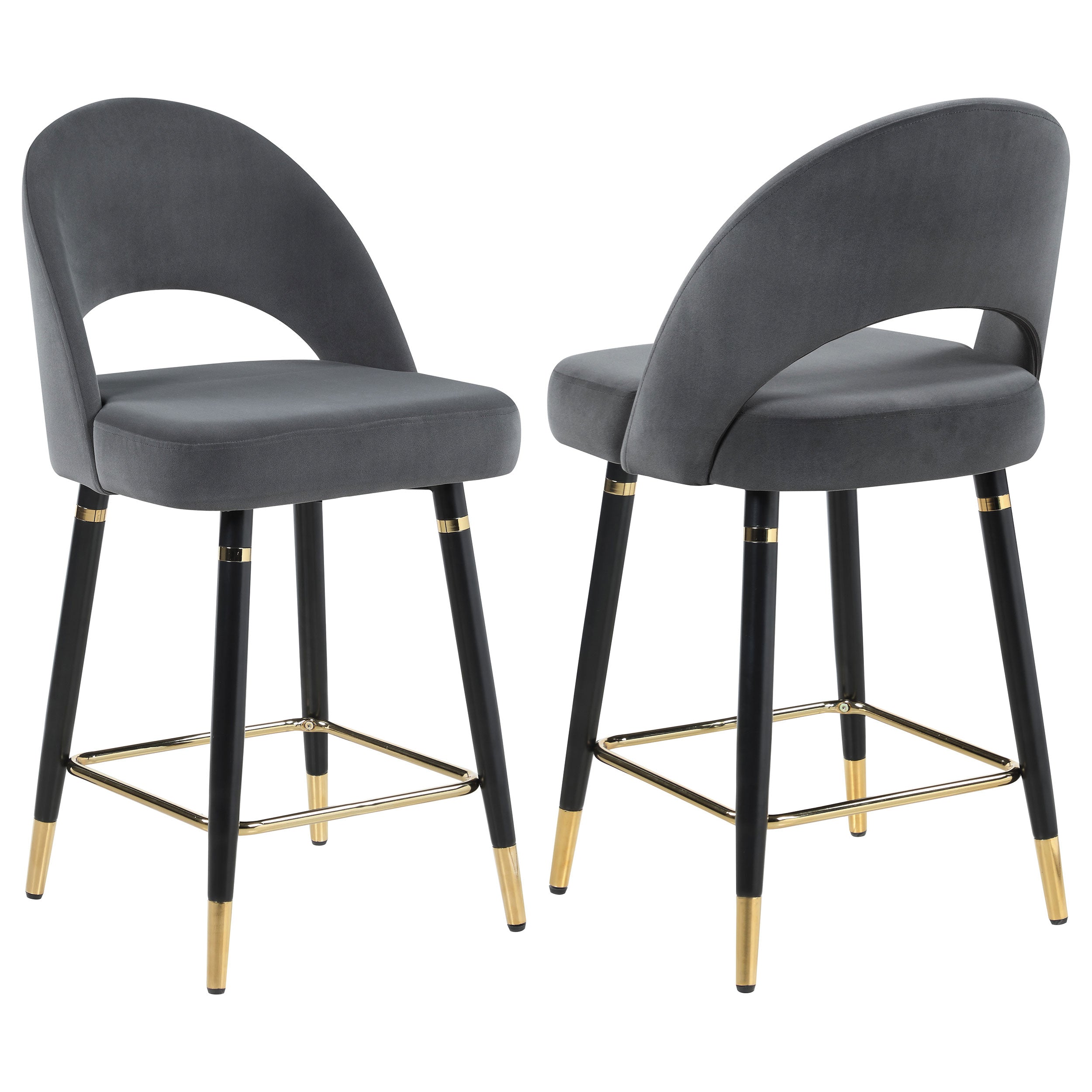 Orleans Furniture - Coaster - Lindsey Velvet Upholstered Counter Chair Grey (Set of 2) - 192549