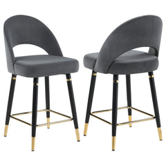 Orleans Furniture - Coaster - Lindsey Velvet Upholstered Counter Chair Grey (Set of 2) - 192549