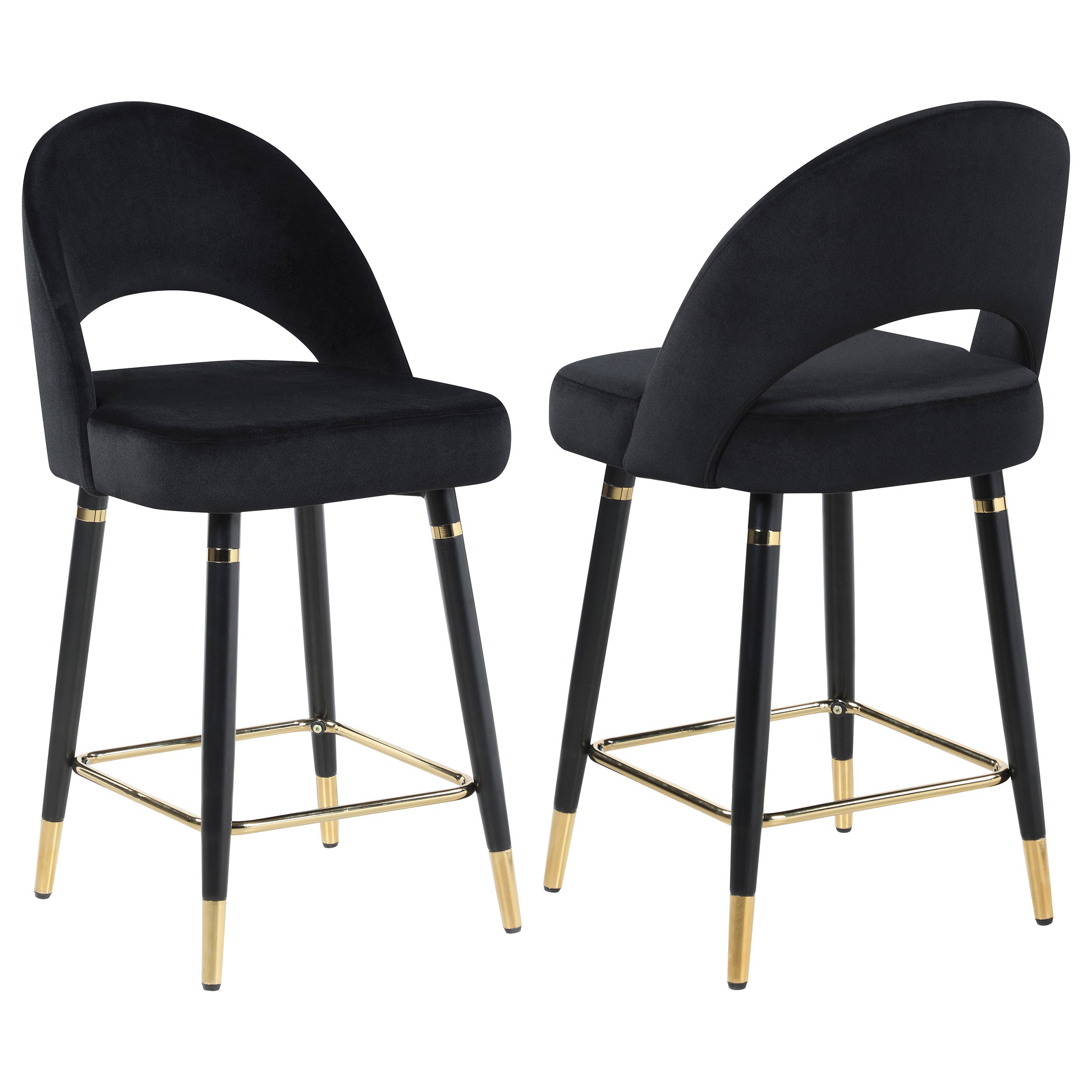 Orleans Furniture - Coaster - Lindsey Velvet Upholstered Counter Chair Black (Set of 2) - 193569