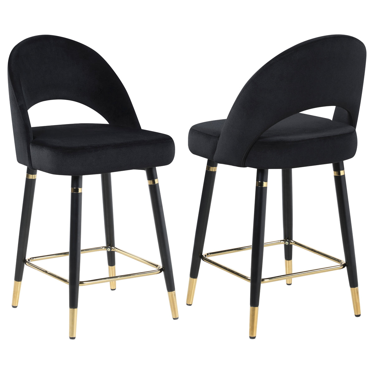 Orleans Furniture - Coaster - Lindsey Velvet Upholstered Counter Chair Black (Set of 2) - 193569