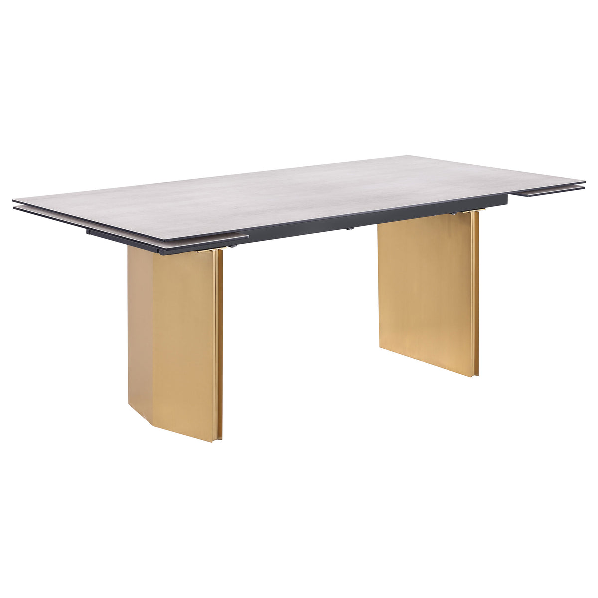 Orleans Furniture - Coaster - Vesa 97-inch Glass Top Extension Dining Table Beige - 193631