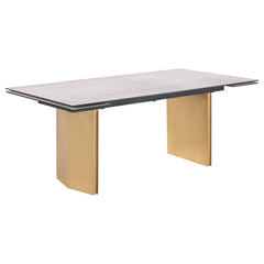 Orleans Furniture - Coaster - Vesa 97-inch Glass Top Extension Dining Table Beige - 193631