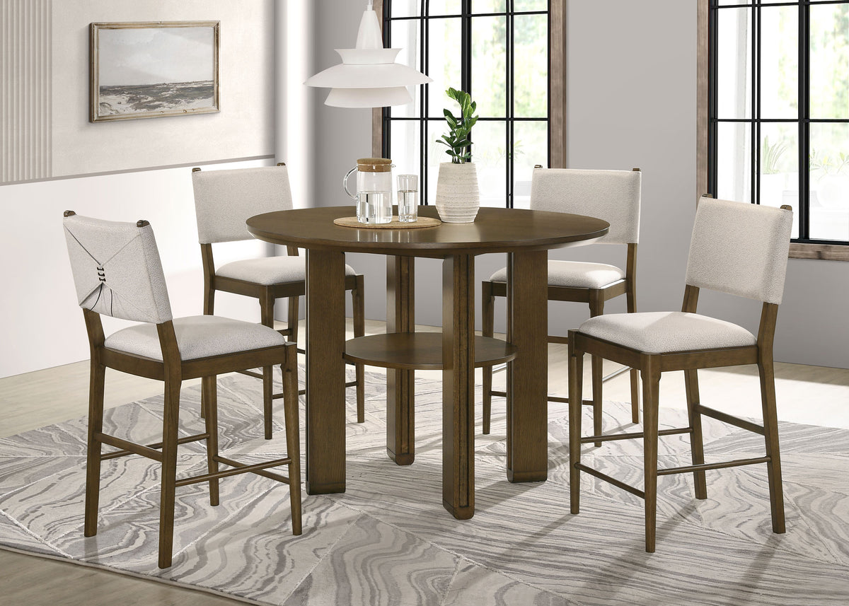 Orleans Furniture - Coaster - Ottowa 5-piece Round Counter Height Dining Room Set Brown - 193668-S5