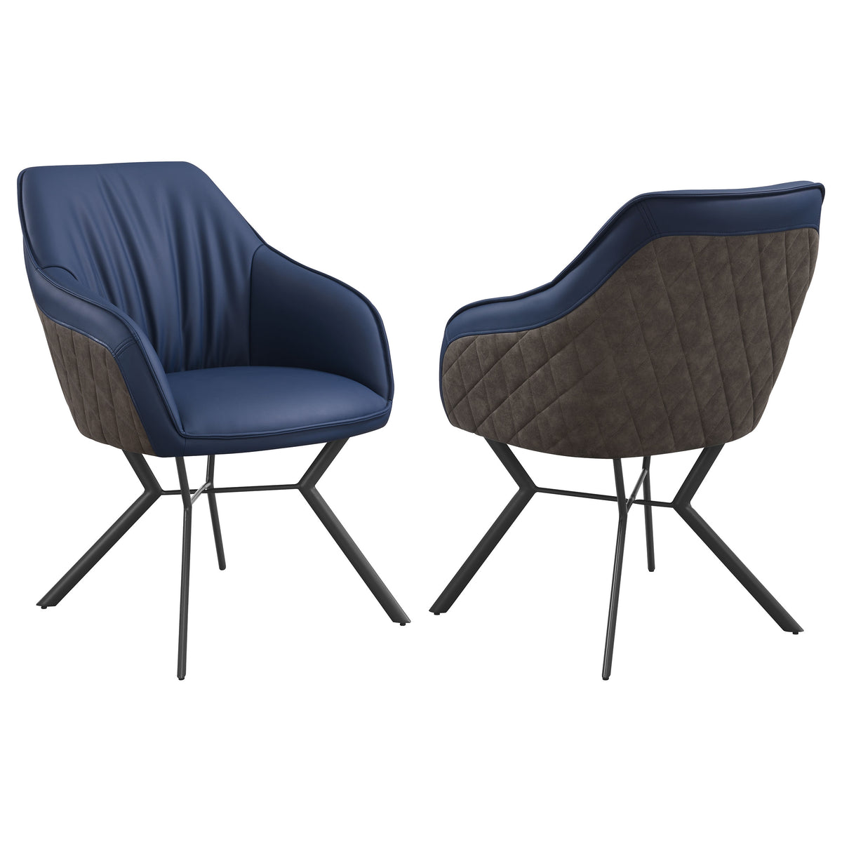 Orleans Furniture - Coaster - Mayer Upholstered Dining Arm Chair Blue and Brown (Set of 2) - 193722